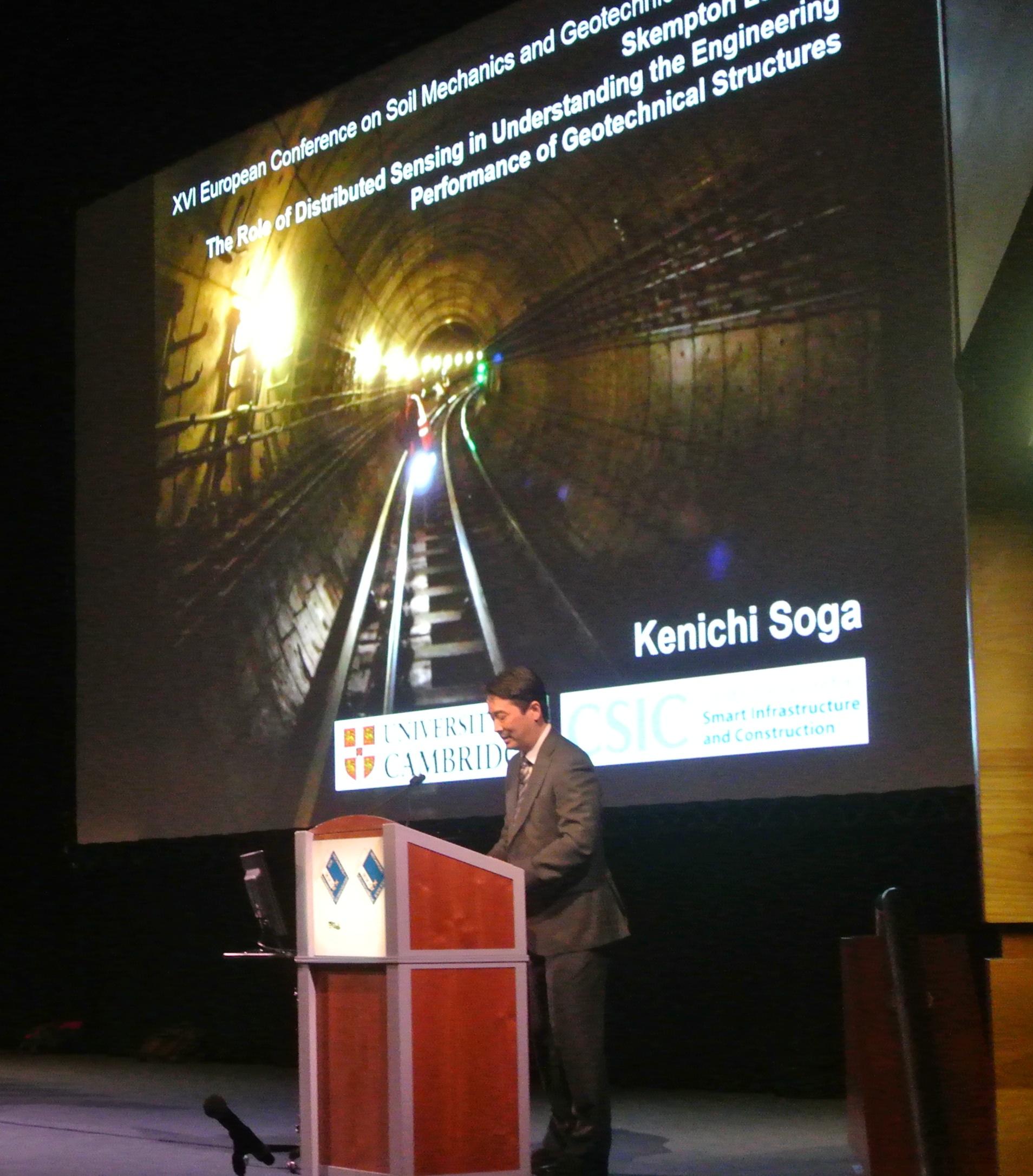 Professor Kenichi Soga presenting the inaugural Skempton Lecture at the XVI European Conference on Soil Mechanics and Geotechnical Engineering CSIC Co-Investigator Professor Kenichi Soga presents the inaugural Skempton Lecture at record-breaking conference