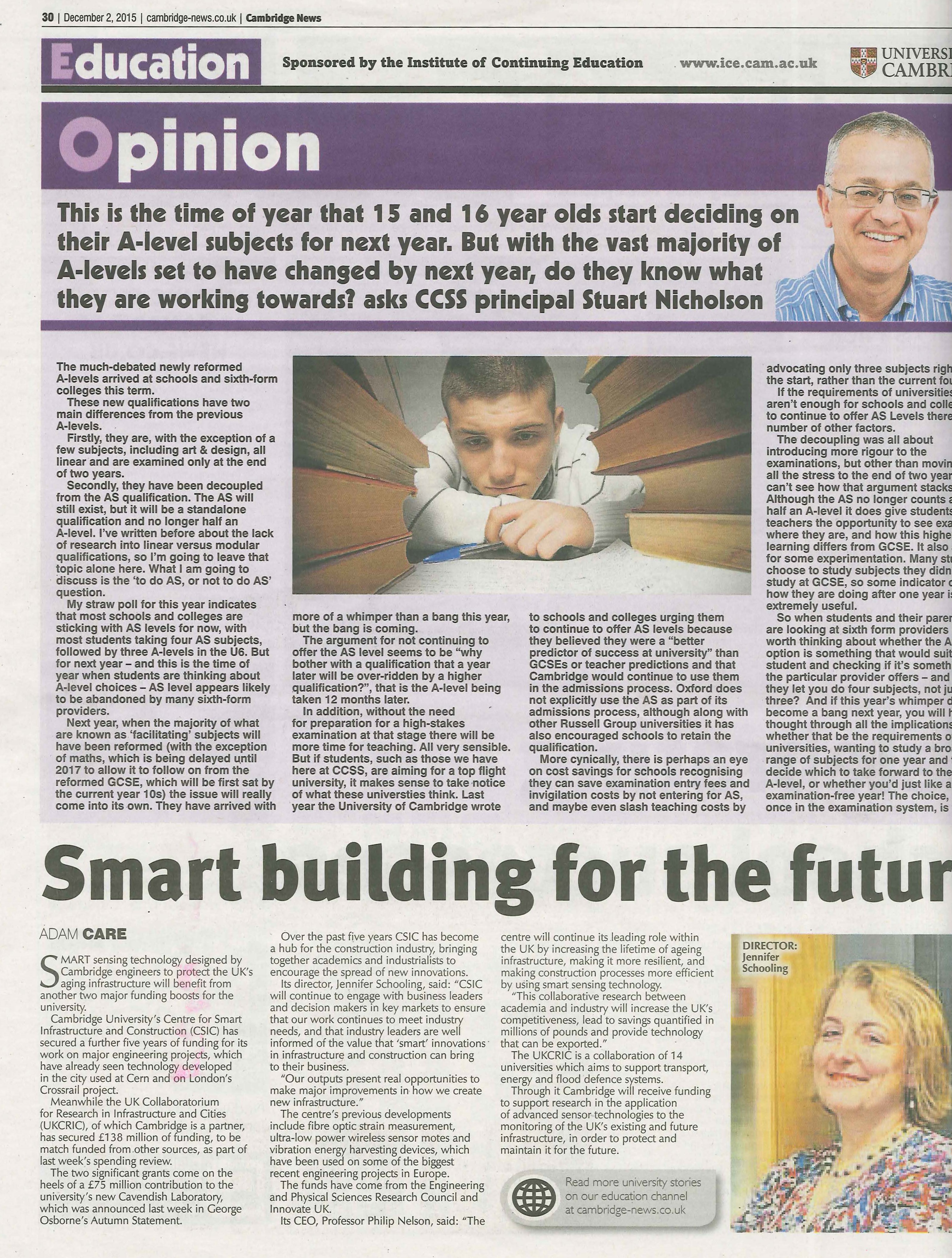 Smart building Jennifer Schooling article in Cambridge News